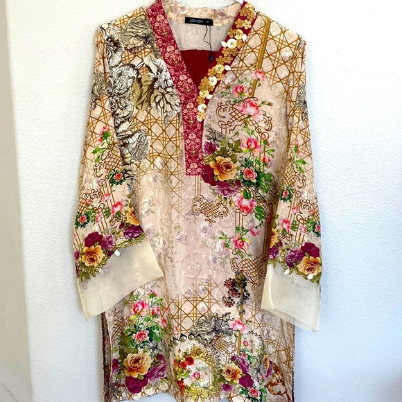 Tops - Cross stitch silk kurta (Pakistani)